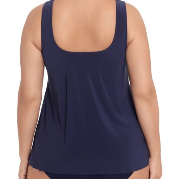 Miraclesuit Illusionists Ursula Tankini Swimsuit Top Midnight Blue Plus Size 24W - Picture 2 of 9